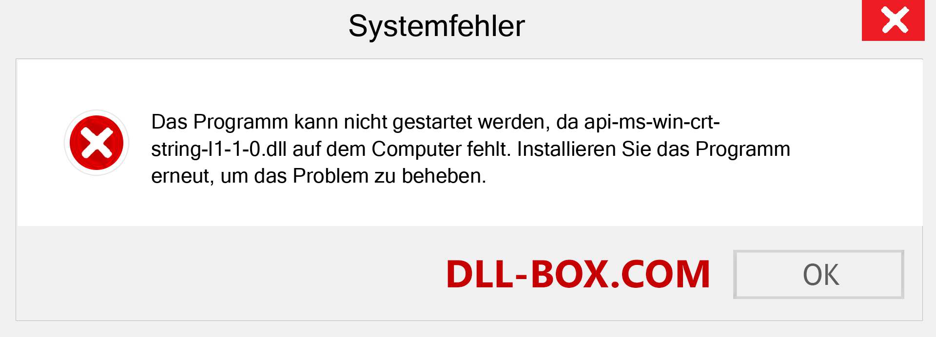 api-ms-win-crt-string-l1-1-0.dll-Datei fehlt?. Download für Windows 7, 8, 10 - Fix api-ms-win-crt-string-l1-1-0 dll Missing Error unter Windows, Fotos, Bildern